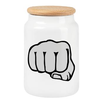 brother - fist - boxing - friends - friendship - Cookie Jar with Wooden Lid - white - Front
