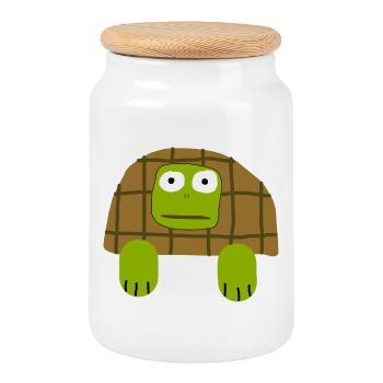 Ugly Turtle - Keksdose mit Holzdeckel - Weiß - Vorne