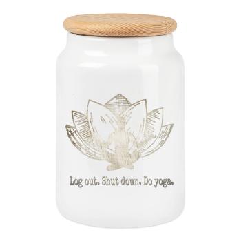 Yoga - Cookie Jar with Wooden Lid - white - Front