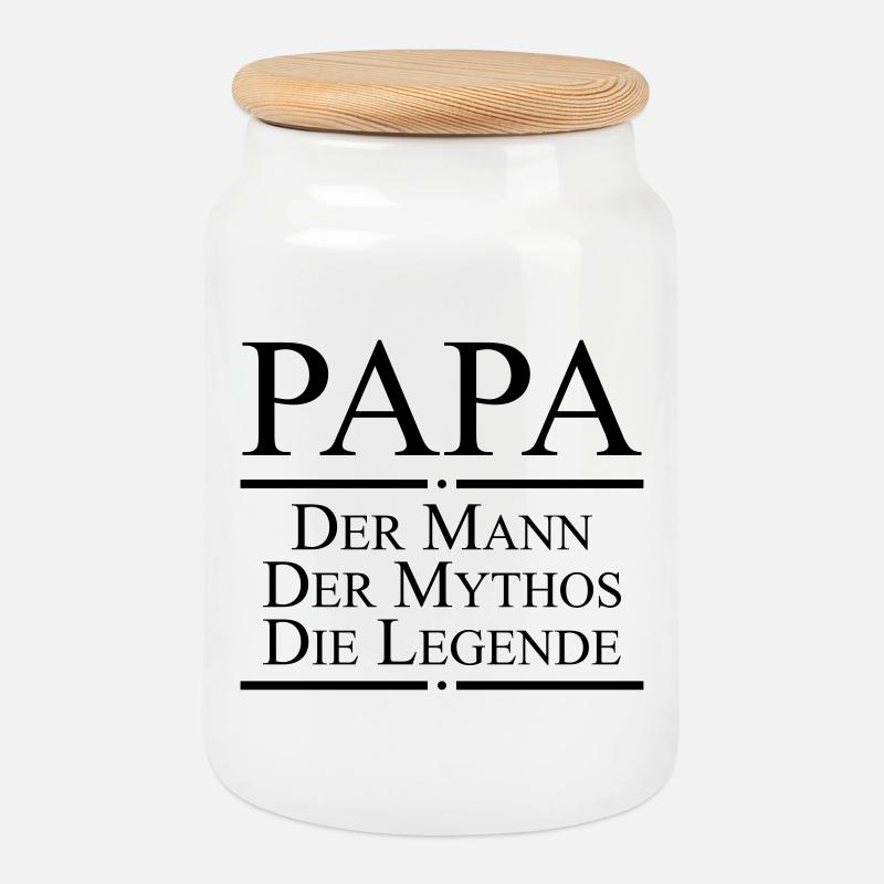 Papa Legende - Keksdose mit Holzdeckel - Weiß