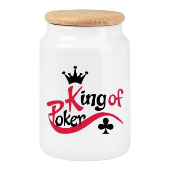 poker - Keksdose mit Holzdeckel - Weiß - Vorne