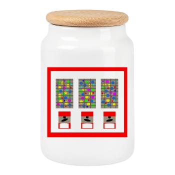 Chewing Gum Machine Bubble Gum Childhood Chewing Gum - Cookie Jar with Wooden Lid - white - Front