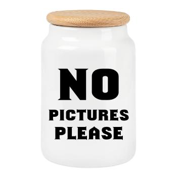 no pictures please - Cookie Jar with Wooden Lid - white - Front