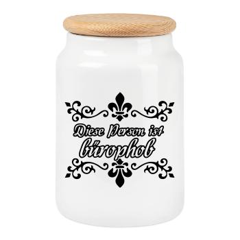 Büro Arbeit Humor lustig Spruch Geschenk - Keksdose mit Holzdeckel - Weiß - Vorne