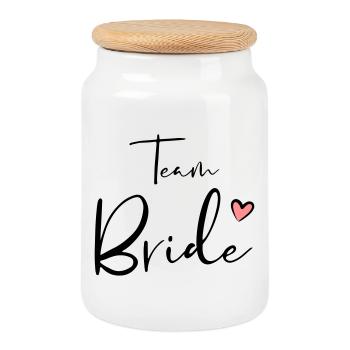 Cadeau de fête de poule de coeur d'équipe - Boîte à biscuits avec couvercle en bois - blanc - Devant