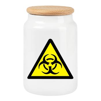 Warning Biohazard - Cookie Jar with Wooden Lid - white - Front