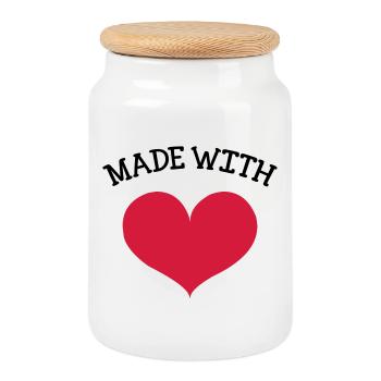 made with love - Keksdose mit Holzdeckel - Weiß - Vorne