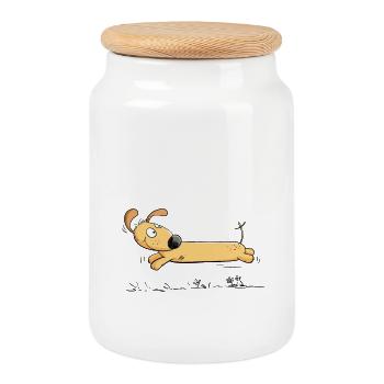 Teckel Maman Chien Motif I Chien Maman Teckel Maman - Boîte à biscuits avec couvercle en bois - blanc - Devant