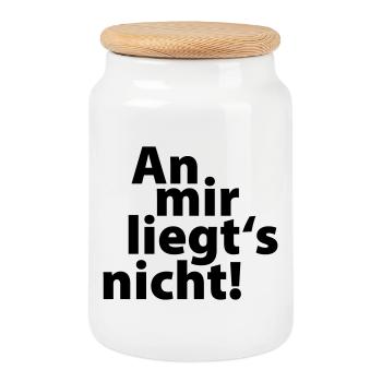 an mir liegts nicht - Keksdose mit Holzdeckel - Weiß - Vorne