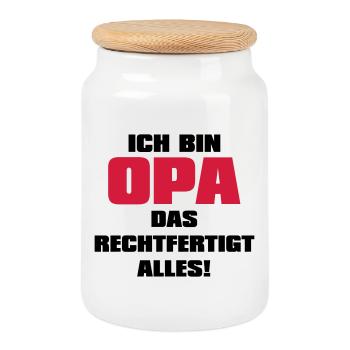 Ich bin Opa - Großvater Sprüche Geschenk Enkel Opi - Keksdose mit Holzdeckel - Weiß - Vorne