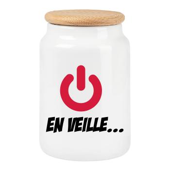 En veille - Boîte à biscuits avec couvercle en bois - blanc - Devant
