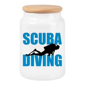 Scuba Diving - Boîte à biscuits avec couvercle en bois - blanc - Devant