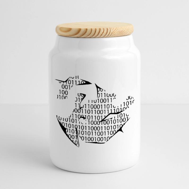 binary code Cookie Jar with Wooden Lid