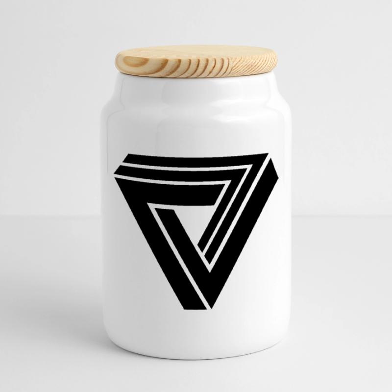 triangle 3d Cookie Jar with Wooden Lid