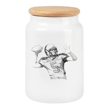 American football - Keksdose mit Holzdeckel - Weiß - Vorne