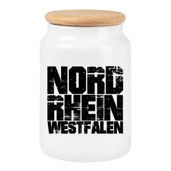 Nordrhein Westfalen - NRW - Nordrhein-Westfalen - Keksdose mit Holzdeckel - Weiß - Vorne