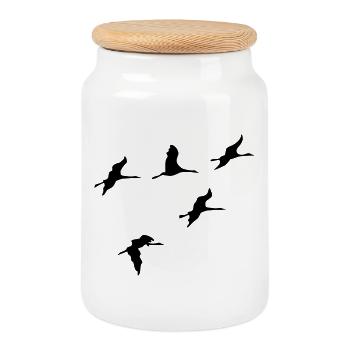crane - Cookie Jar with Wooden Lid - white - Front