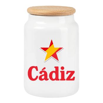 Stars of Spain - Cadiz - Cookie Jar with Wooden Lid - white - Front