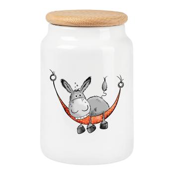 Relaxing Donkey - Comic - Cartoon - Boîte à biscuits avec couvercle en bois - blanc - Devant