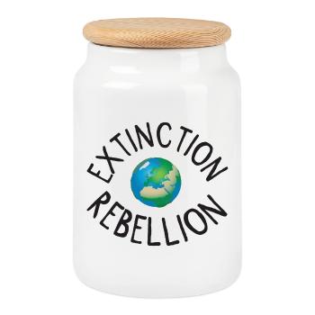Extinction Rebellion Planet Erde schwarz - Keksdose mit Holzdeckel - Weiß - Vorne