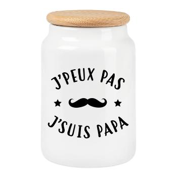 Papa - Fête des Pères - Anniversaire - Bébé - Boîte à biscuits avec couvercle en bois - blanc - Devant