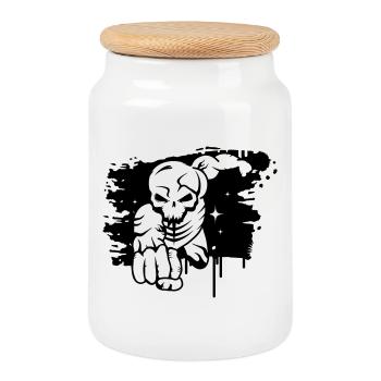 A dead superhero graffiti - Cookie Jar with Wooden Lid - white - Front