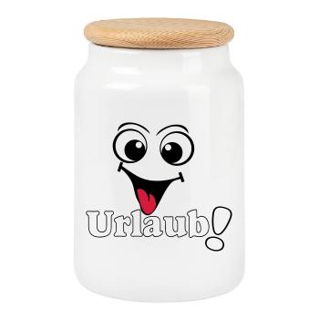 Urlaub, Ferien Spruch Shirt Sticker Urlaub (25) - Keksdose mit Holzdeckel - Weiß - Vorne