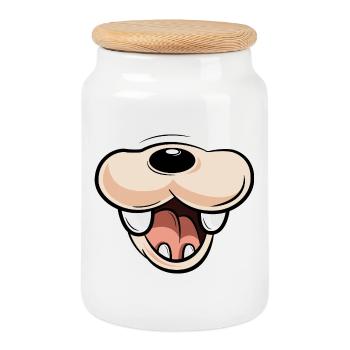 Masque Cartoon Dog Symbol Drôle Comique - Boîte à biscuits avec couvercle en bois - blanc - Devant