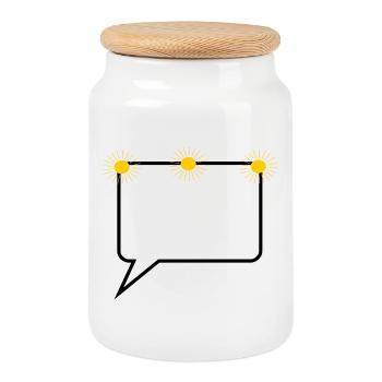 Conception de texte soleil bande dessinée bulle discours vous-même - Boîte à biscuits avec couvercle en bois - blanc - Devant