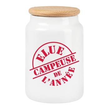 Elue Campeuse de l'année - Boîte à biscuits avec couvercle en bois - blanc - Devant