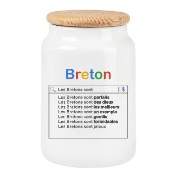 Breton recherche - Boîte à biscuits avec couvercle en bois - blanc - Devant
