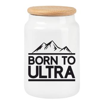 Born to Ultra Running - Cookie Jar with Wooden Lid - white - Front