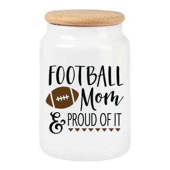 Football MOM & proud of it - Keksdose mit Holzdeckel - Weiß - Vorne