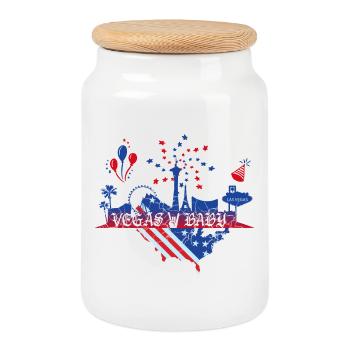 Bébé de Las Vegas - Boîte à biscuits avec couvercle en bois - blanc - Devant