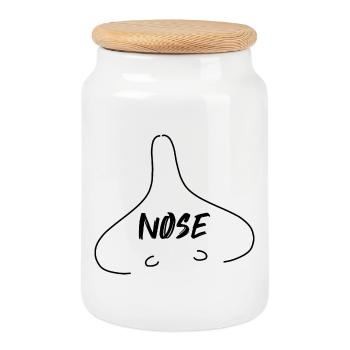 NOSE, the nose - Cookie Jar with Wooden Lid - white - Front