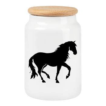 Cheval PRE Pura Raza Espangnola, Piaffe andalouse - Boîte à biscuits avec couvercle en bois - blanc - Devant
