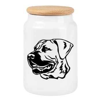Boerboel Head - Cookie Jar with Wooden Lid - white - Front