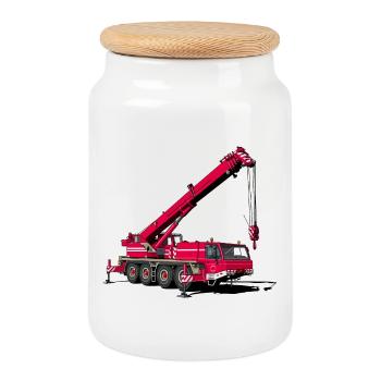 Grue mobile - Boîte à biscuits avec couvercle en bois - blanc - Devant
