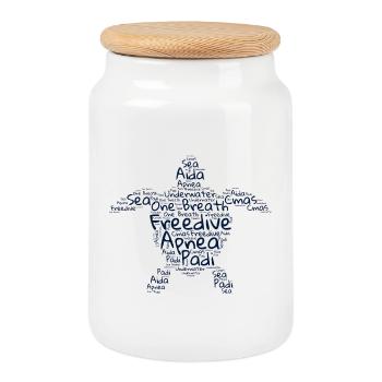 Freedive - Word Cloud Turtle - Cookie Jar with Wooden Lid - white - Front