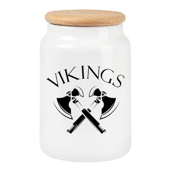 vikings wikinger axt Äxte Nordmann Dänemark Logo - Keksdose mit Holzdeckel - Weiß - Vorne