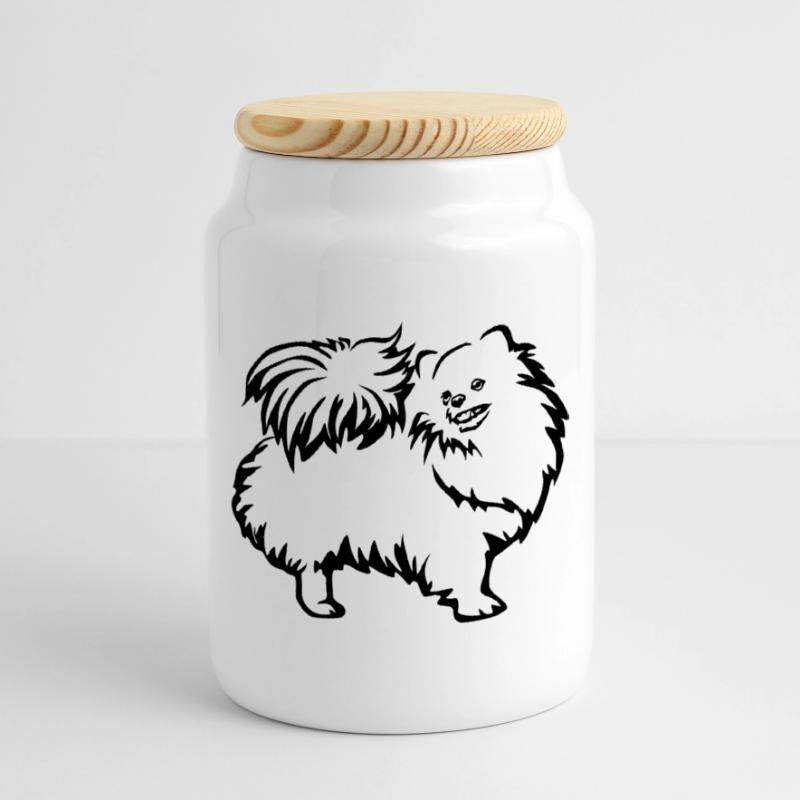 Dwarf spitz Cookie Jar with Wooden Lid