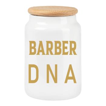 Design ADN Barber dans un style rétro - Boîte à biscuits avec couvercle en bois - blanc - Devant