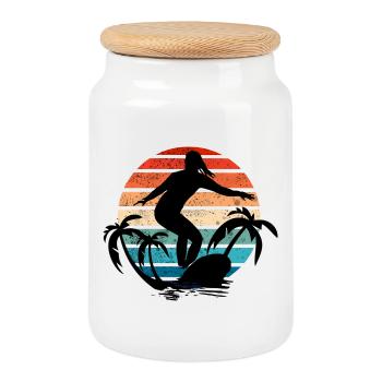 Surfer Girl Sunset - Keksdose mit Holzdeckel - Weiß - Vorne