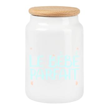 Et dieu créa le bébé parfait body mignon naissance - Boîte à biscuits avec couvercle en bois - blanc - Devant