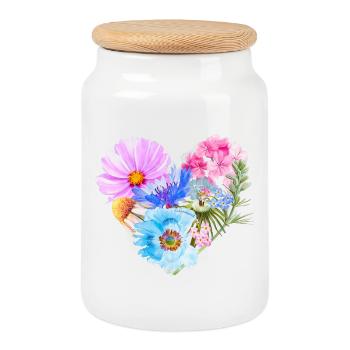 Heart from flowers | valentine's day present - Cookie Jar with Wooden Lid - white - Front