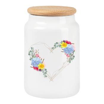 A heart to spring made of geometric shapes - Cookie Jar with Wooden Lid - white - Front