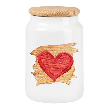 Love is everything - Sonja Ariel von Staden - Cookie Jar with Wooden Lid - white - Front