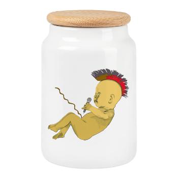Punk - Cookie Jar with Wooden Lid - white - Front
