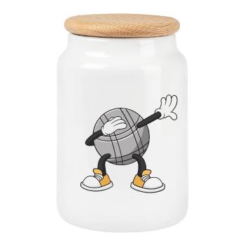 Dabbing Boulekugeln für Bouler boulen Boulesport - Boîte à biscuits avec couvercle en bois - blanc - Devant
