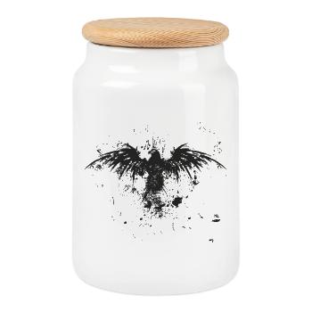Eagle Grunge Look - Cookie Jar with Wooden Lid - white - Front